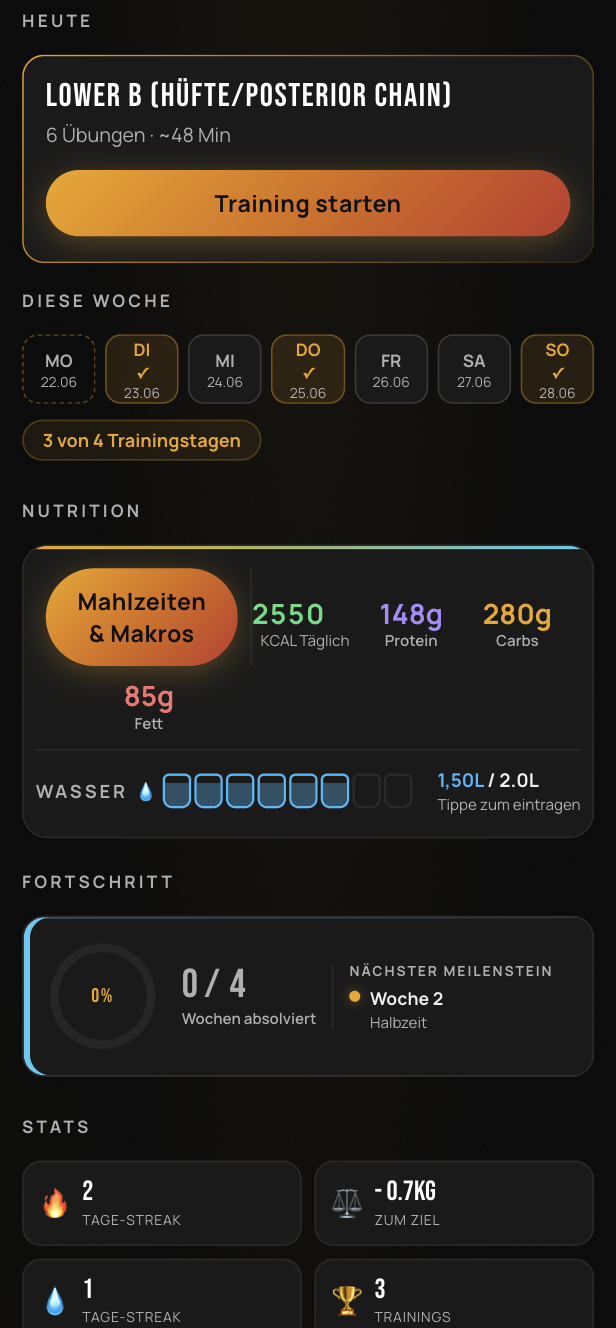 Repeak Plan auf dem Smartphone